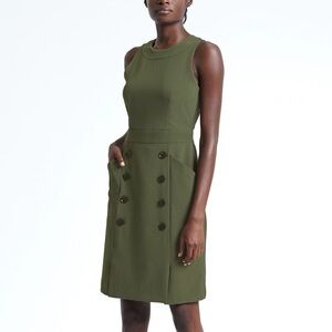 Banana Republic Olive Green Cocktail Work Sheath Dress Pockets (size 0 XS)